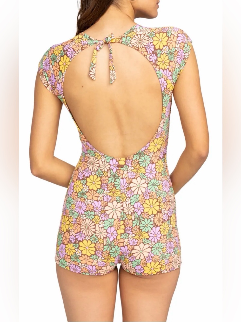 NEW Roxy XL All About Sol Short Sleeve 1-Piece Swimsuit UPF50 & Quick Dry Fabric - Picture 5 of 7